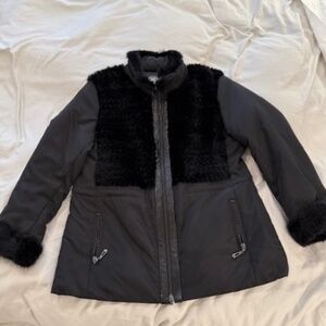LIKE NEW Diomi Women's Jacket with Mink and Leather trim